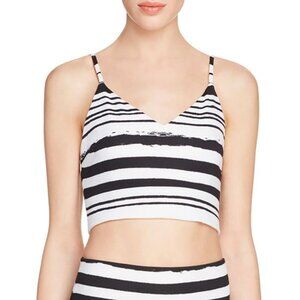 Black and White Striped V-Neck Tank Crop Top Size Small Spaghetti Straps